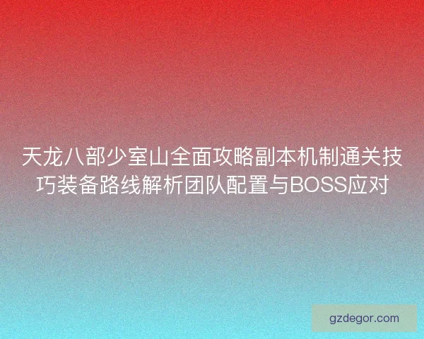 天龙八部少室山全面攻略副本机制通关技巧装备路线解析团队配置与BOSS应对