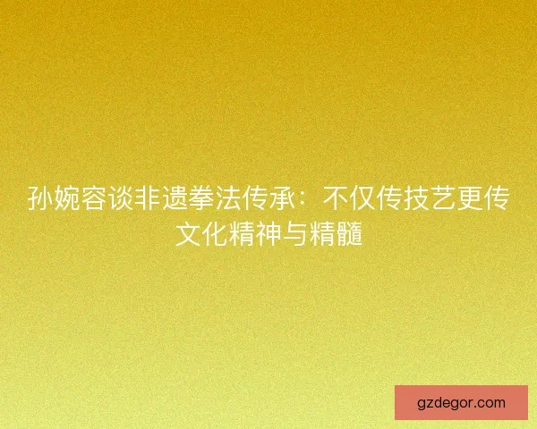 孙婉容谈非遗拳法传承:不仅传技艺更传文化精神与精髓 孙婉容谈非遗拳法传承:不仅传技艺更传文化精神与精髓