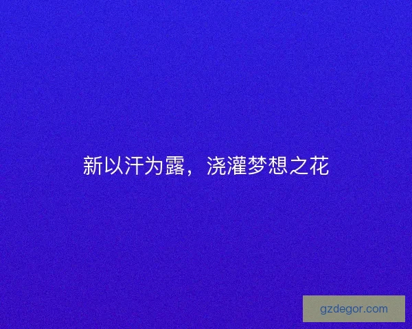 新以汗为露，浇灌梦想之花